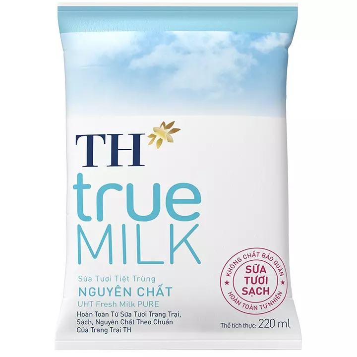 Thùng sữa TH True Milk nguyên chất bịch 220ml