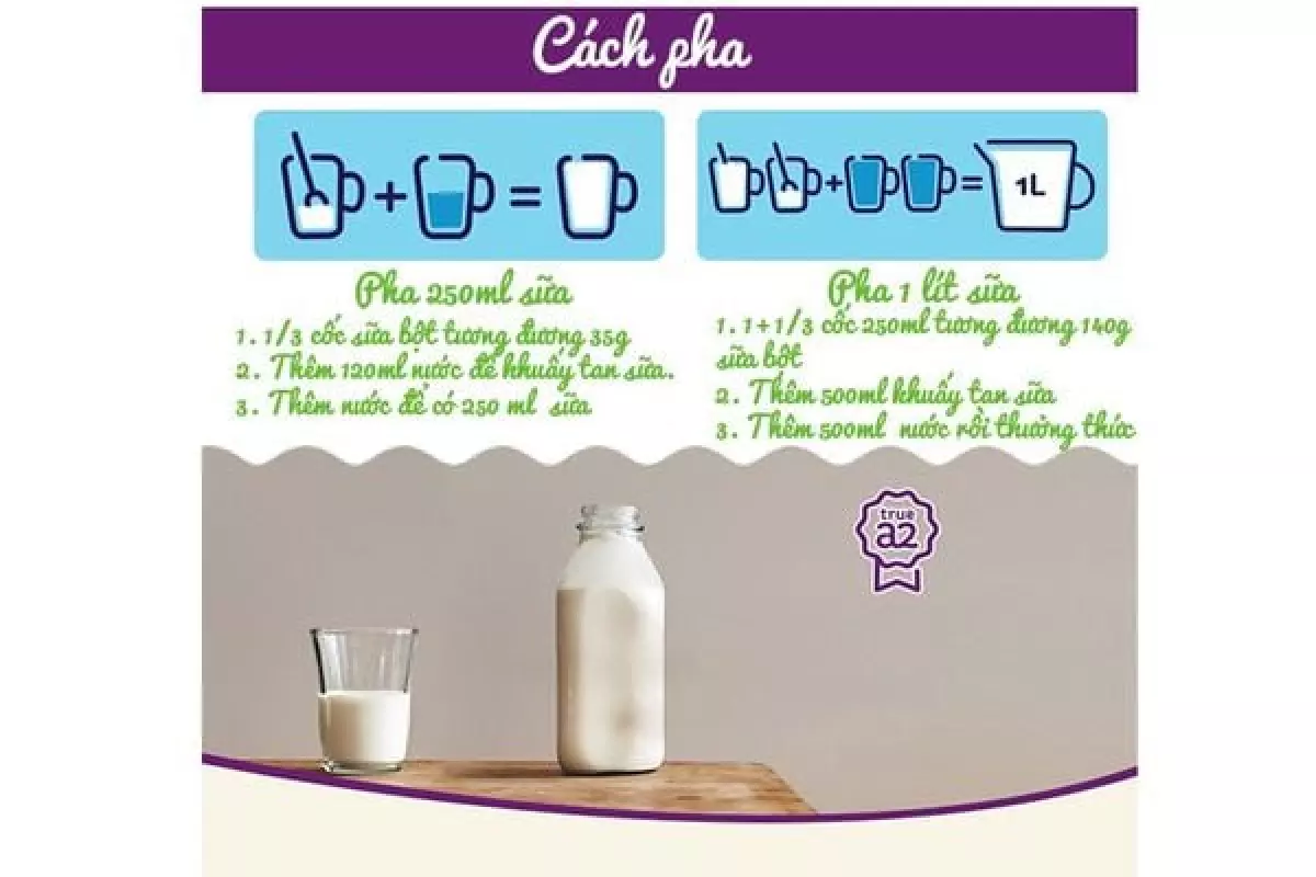 Bí quyết pha sữa A2 nguyên kem giúp tăng cân hiệu quả