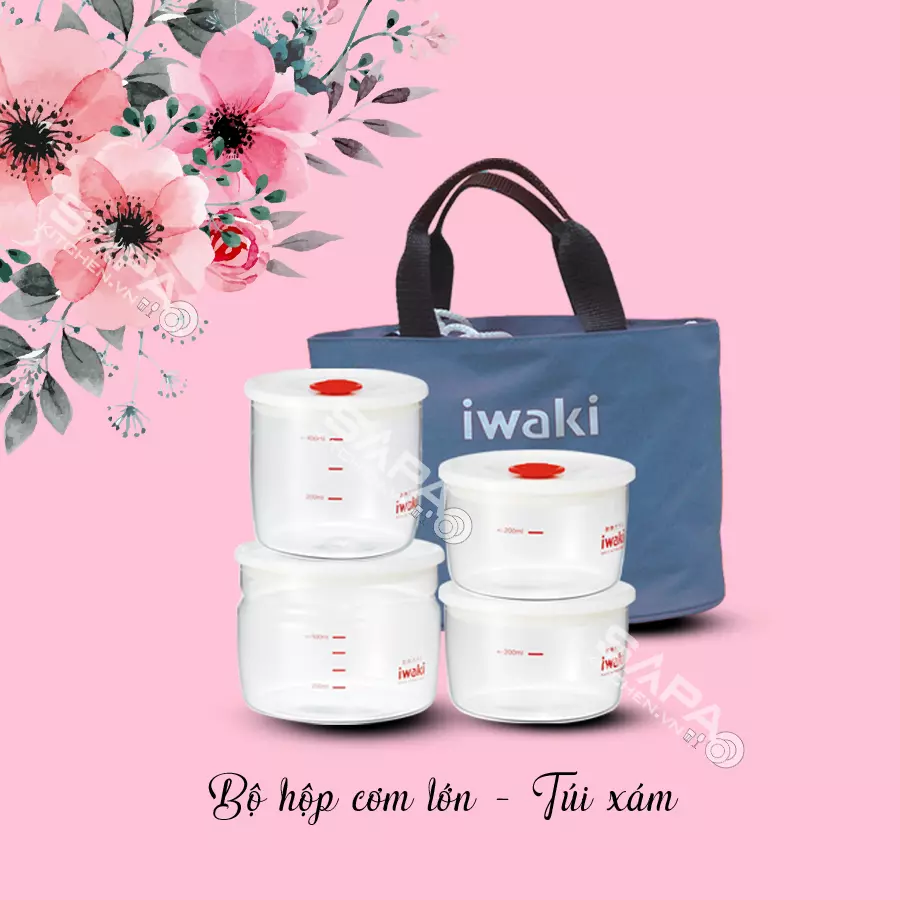 Bộ 4 hộp thủy tinh Iwaki kèm túi giữ nhiệt