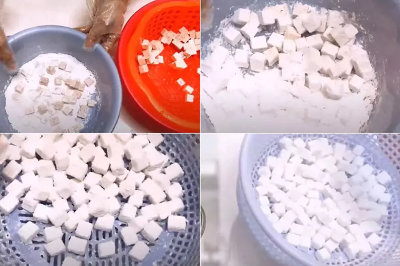 Cách làm thạch khoai môn trà sữa bằng bột năng sơ chế khoai môn và trộn với bột năng