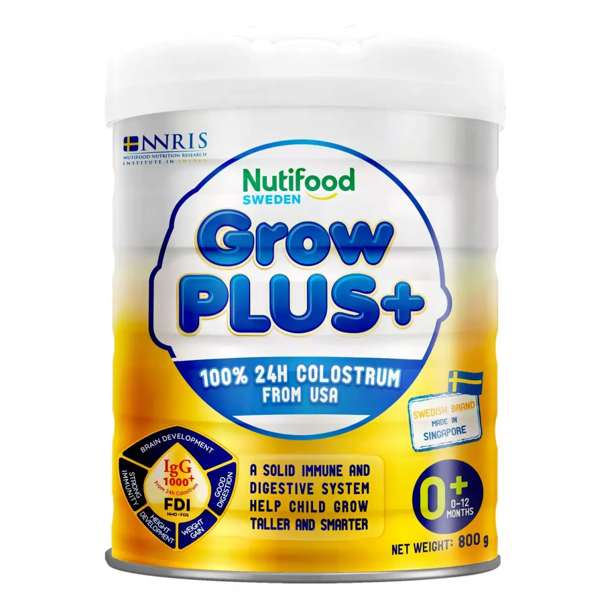 Sữa bột Nutifood GrowPlus+ Vàng (Sữa non) 800g (0-12M)