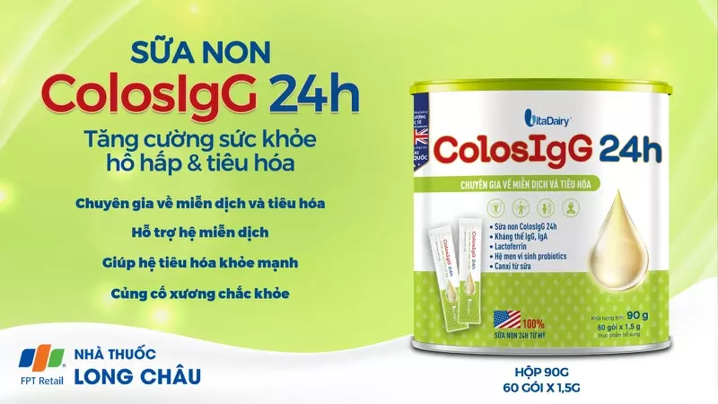 Sữa ColosIgG 24h Vitadairy hỗ trợ tăng cường miễn dịch và tiêu hóa (60 gói x 1.5g)